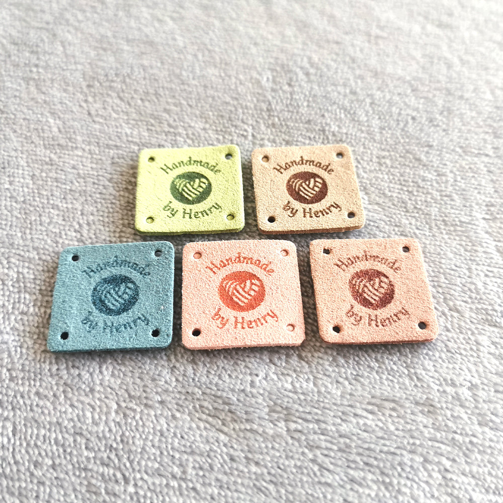 Square Chain Labels Personalised Square Labels, Custom Crochet Tag, Fabric Label for Handm ...