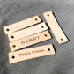 Personalised Crochet Labels, Custom Handmade Tags, Natural Leather Labels for Clothing, 50x12mm