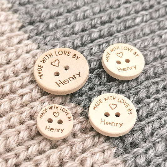 Engraved Buttons for Crochet, Customized Wooden Buttons, Personalized Buttons for Handmade Knitting